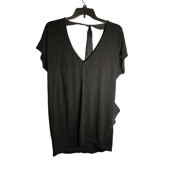 Lou & Grey Women's Black Linen Blend Tie Back Pockets Shift Dress Small *Pinhole - Picture 2 of 10